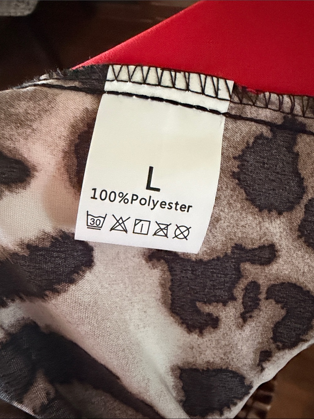 Leopard Print Wide-Leg Pants with Red Side Stripe - Picture 3 of 4